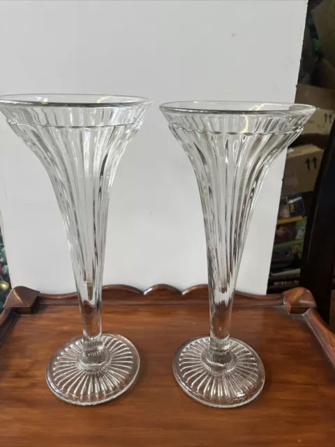 Antique pair antique eapg early american pattern glass trumpet vases Vase