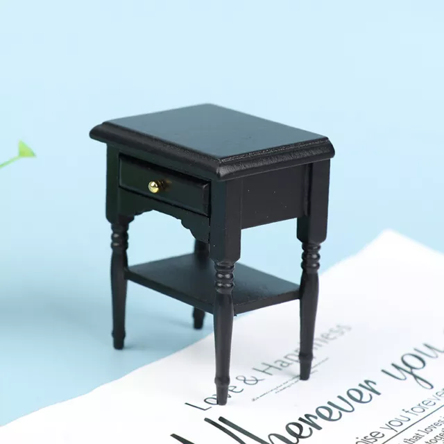 1:12 Dollhouse Miniature Wooden Black Bedside Cupboard Furniture Accesso.ac