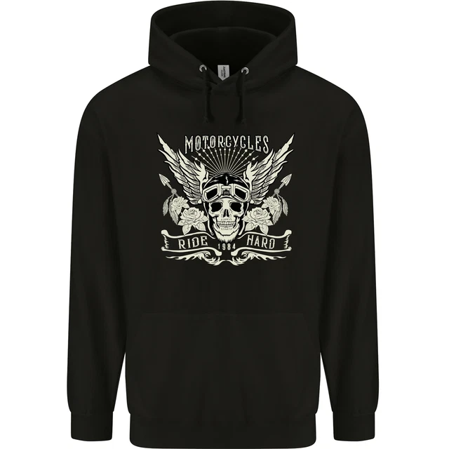 Motocicletta Ride Rigido Biker Teschio Moto Uomo Felpa