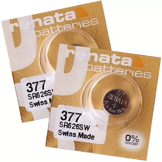 2 x Renata Premium 377 SR626SW Watch Batteries SR66 SB-AW 1.5V Silver Oxide