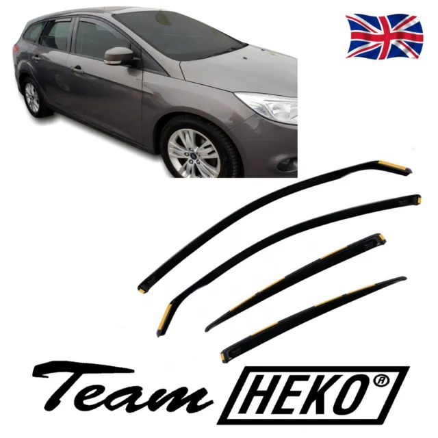 HEKO TINTED WIND DEFLECTORS for FORD FOCUS mk3 ESTATE 2011-2018 4pc