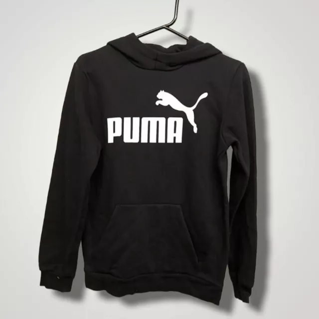 Felpa con cappuccio nera PUMA età 13-14 anni logo giovane ortografia NUOVA