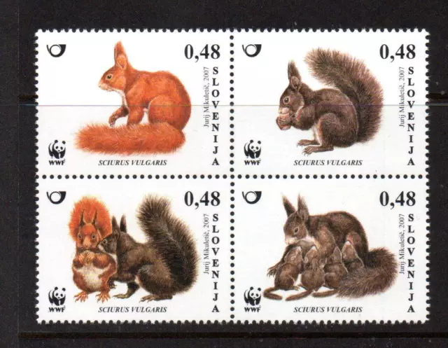 Slovenia Mnh 2007 Sg755-758 Endangered Species - Eurasian Red Squirrel