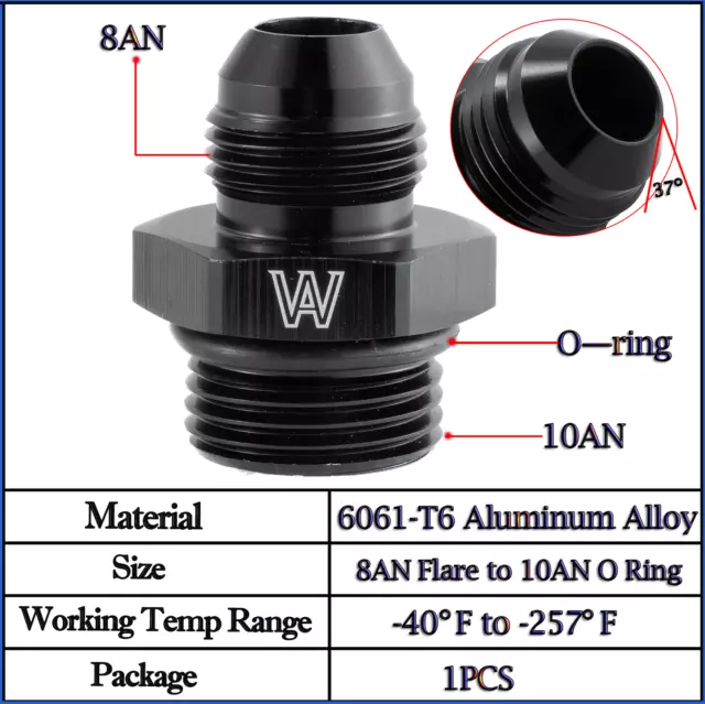 -8AN Flare to 10AN O Ring Boss ORB Male Fuel Pump Rail Adapte Flare Twin Hose