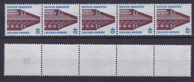 Bund 1379 v RM 5er Streifen mit ungerader neue 2 stellige Nummer SWK 40 Pf **
