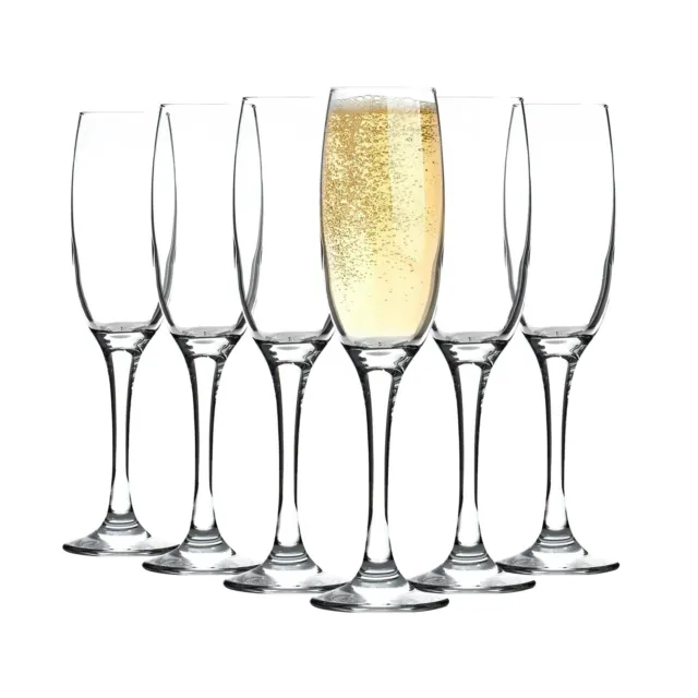 Champagne Flutes Glasses Cava Prosecco Glass 220ml (7.7oz) x6