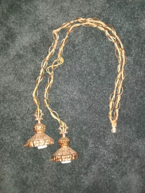 Vintage Double Chained Heavy Swag Lamp Replacement Light Fixture Regency Nice