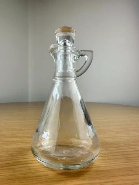 Vintage Hazel Atlas Clear Glass Oil/Vinegar Cruet W/Stopper 6 1/4"
