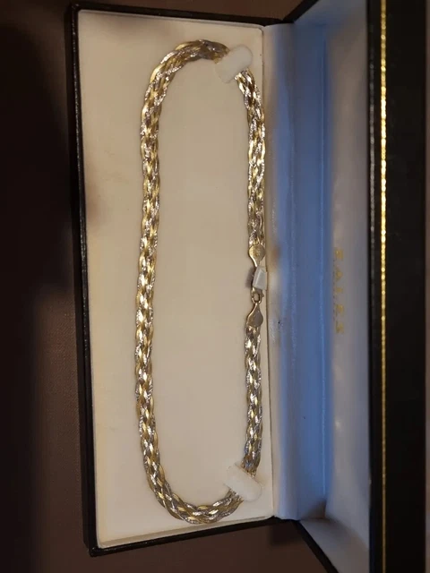Schöne Vintage 9ct flache schwere Fischgrät Halskette 8g Choker 16"
