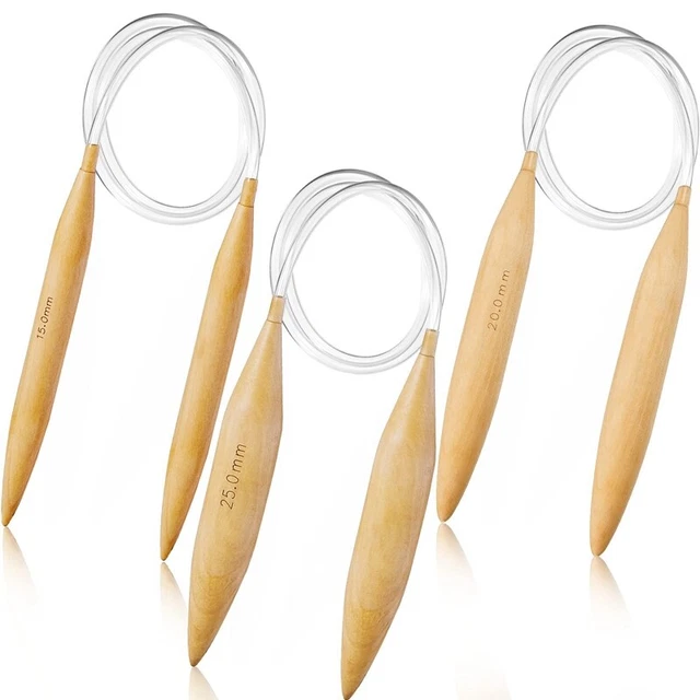 Juego de agujas de tejer circulares de bambú agujas de tejer circulares de gran tamaño Jum D9H1