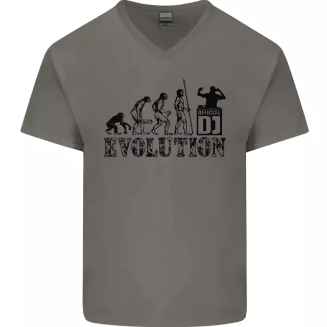 T-shirt da uomo scollo a V cotone Evolution of a DJ Music DJing Vinile