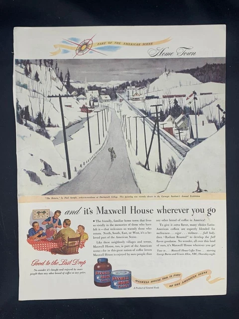 Magazine Ad* - 1947 - Maxwell House Coffee - Paul Sample artwork