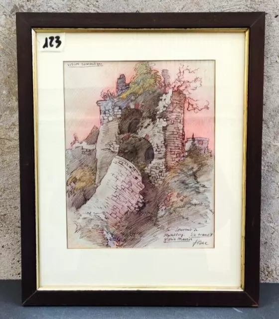 Acquerello Quadro Mura Heidelberg Firmato Firmato 1945 Dipinto Originale