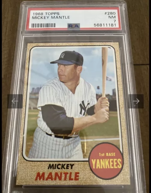 1968 Topps Mickey Mantle PSA 7 RAZOR SHARP! Nicely Centered, Great Color! #280