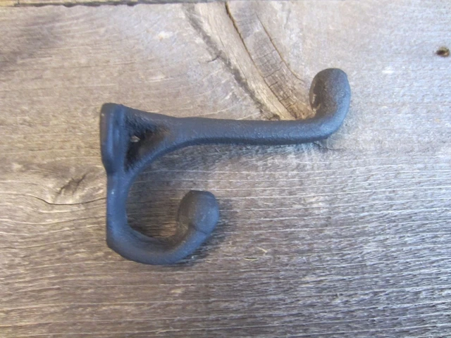 10 Cast Iron Black School Style Coat Hooks Hat Hook Hall Tree Restoration 3 1/4" 2