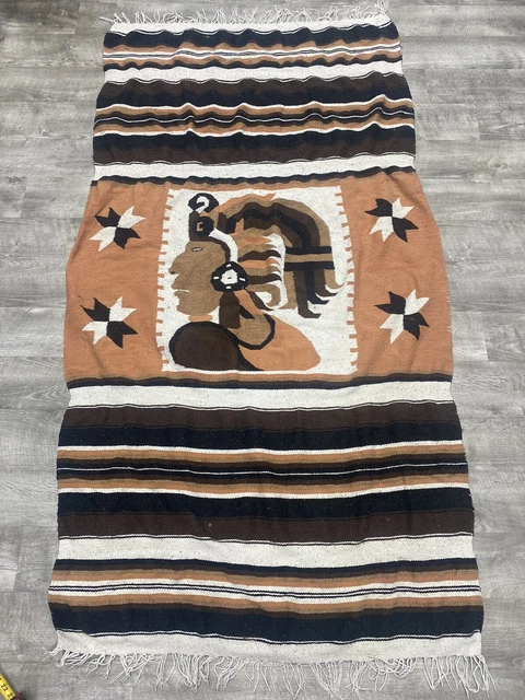Vintage Native American Wool Blanket 78”x42”