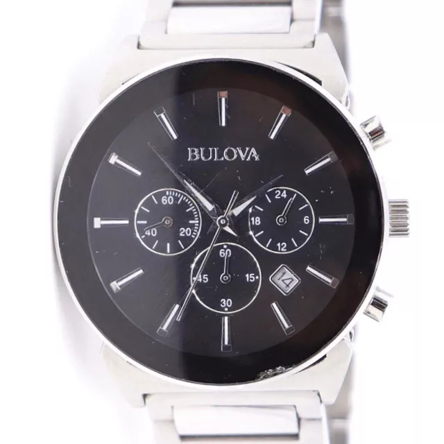 Montre chronographe Bulova cadran noir en acier inoxydable montre à quartz pour homme 96B203