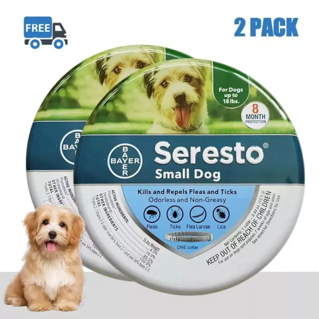 2 Pack SerestoBayer Flea and Tick Collar for Small Dogs 8 Month Protection Φ38cm