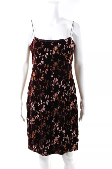 Oscar Oscar de la Renta Womens Red Velvet Floral Sleeveless Shift Dress Size 10