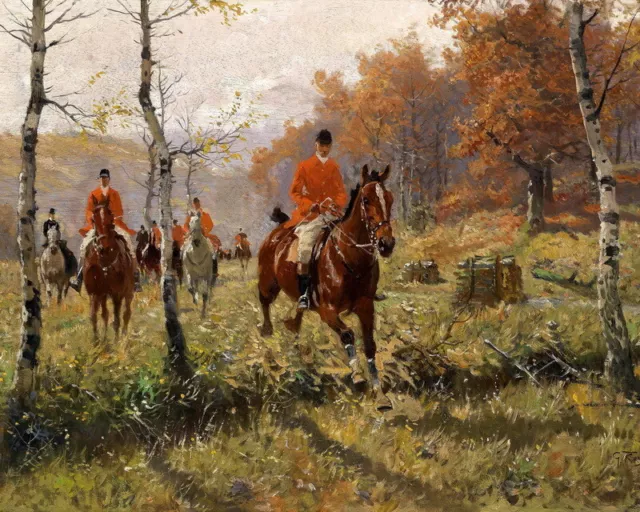 Riding Hunting scene Oil painting HD Wall Art Giclee Printed on Canvas P436