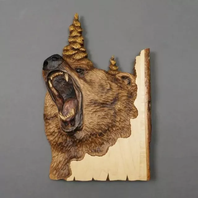 Hand-carved Wooden 3D Look Animal Wall Hanging - Unique Home Decor Gift 2