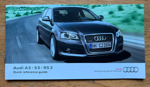 Audi A3 S3 Rs3 Handbook - Owners Manual - Quick Reference Guide Only