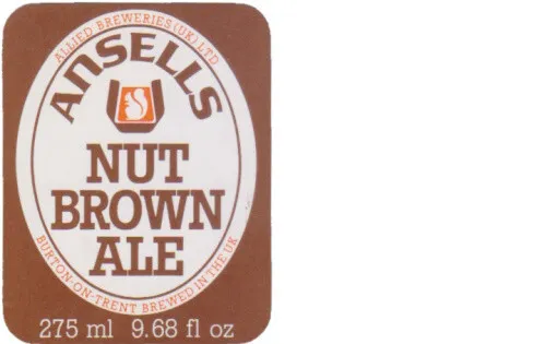 Ansells Breweries Nut Brown Ale 275ml 9.68 fl oz Beer Bottle Label