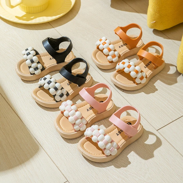 Girls Flower Flat Sandals Summer Toddler Baby Kids Holiday Princess Shoes Size