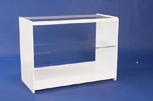 White  One Shelf Glass Display Counter Showcase Retail Shop Fittings 1200Mm New