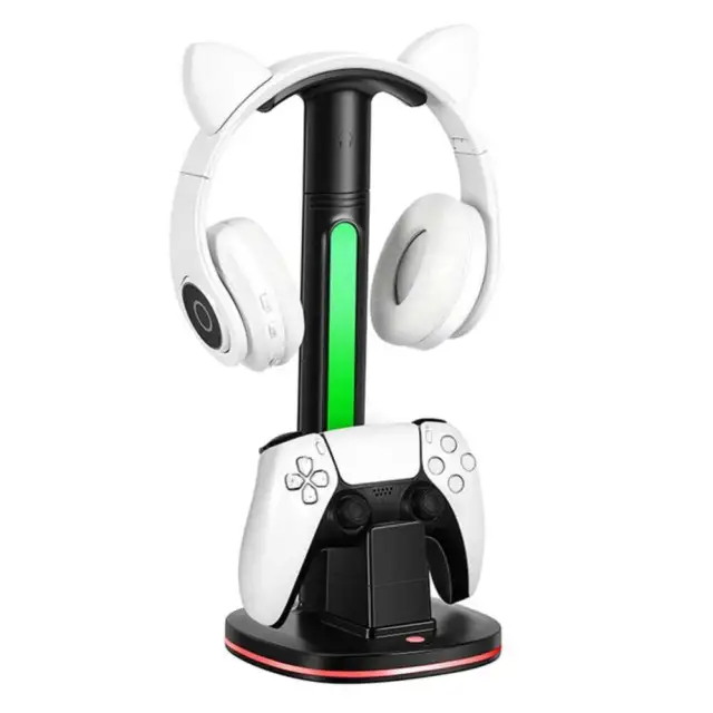 Controller Charging Station with LED Light Game Handle Charger Base Headset Disp