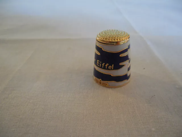 cobalt blue cloisonne enamel Eiffel tower Pair thimble 2