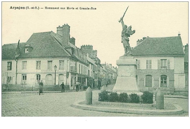 91.ARPAJON.n°28963.MONUMENT SUR MORTS ET GRANDE RUE.PHARMACIE MARCEL DELAPLACE