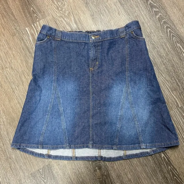 Liz Lange Maternity Medium Wash Blue Jean Denim Adjustable Skirt Size 10