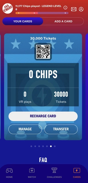 Dave and Buster's Power Card - 30,000 Tickets Total
