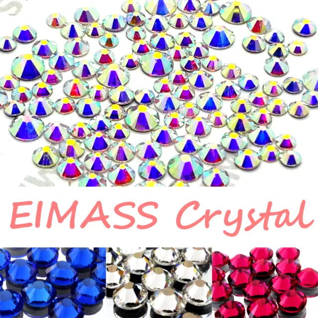 500 x EIMASS® 7747 Range Hot Fix Glaskristalle flache Rückseite Strasssteine, Edelsteine
