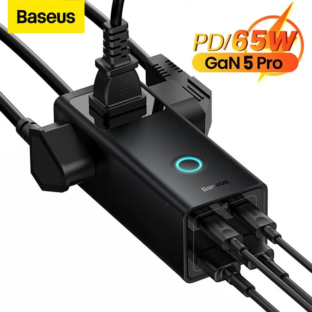 BASEUS GAN5 65W Digital Power Strip 3AC Surge Protector Desktop Adapter