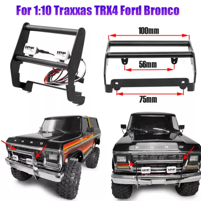 1/10 RC Metal DIY Front Bumper w/LED Lights For Traxxas TRX4 82046-4 Ford Bronco