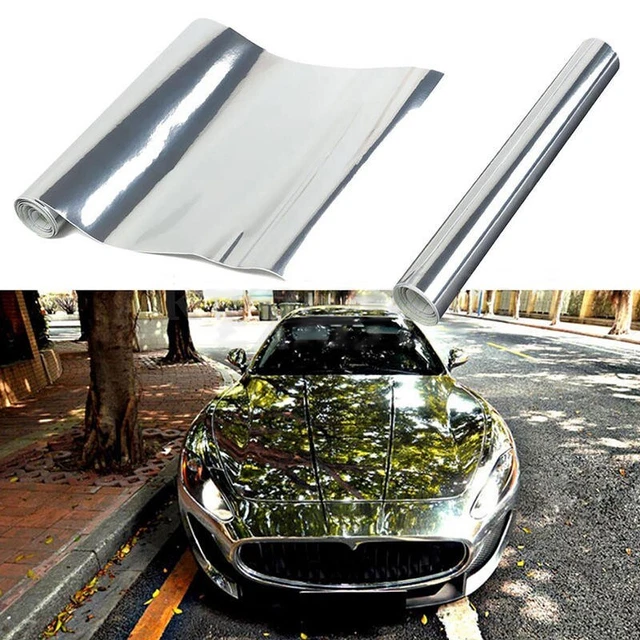 Adesivo auto pellicola avvolgente argento cromato resistente allo sbiadimento 30