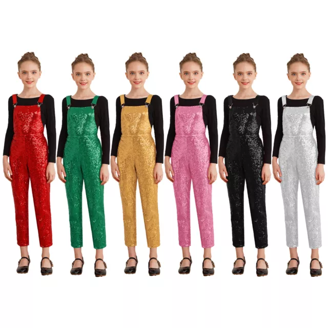 Kids Girls Bodysuit Funky Jumpsuits Sparkly Overalls Christmas Leotard Hippe