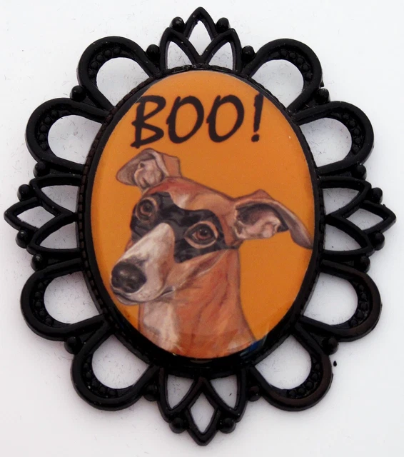Whippet Dog Halloween Pin Brooch