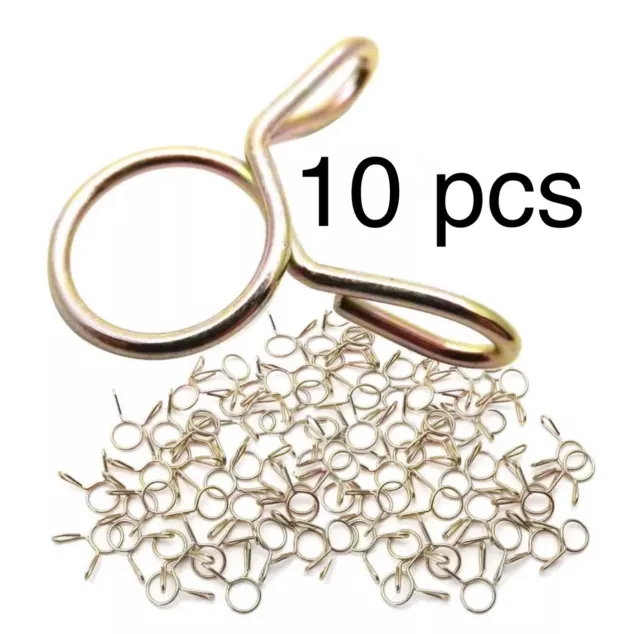 10 pcs Fuel Line Hose Tubing Spring Clips Clamp 8mm 5/16” Motorcycle Scooter ATV