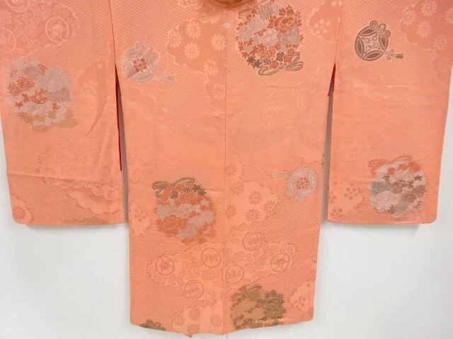 97434# Japanese Kimono / Antique Haori / Urushi / Woven Floral Kusudama