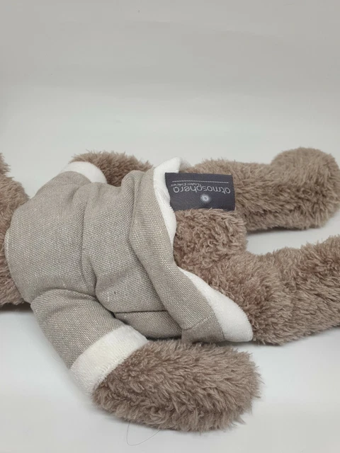 40 - Peluche Doudou Ours Marron Robe Gris Beige Blanc Atmosphera Ttbe 3