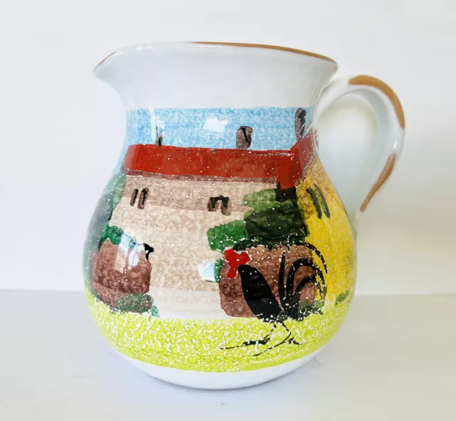 Sur la Table Rooster Country farmhouse hand paint From Italy large Jug Pitcher
