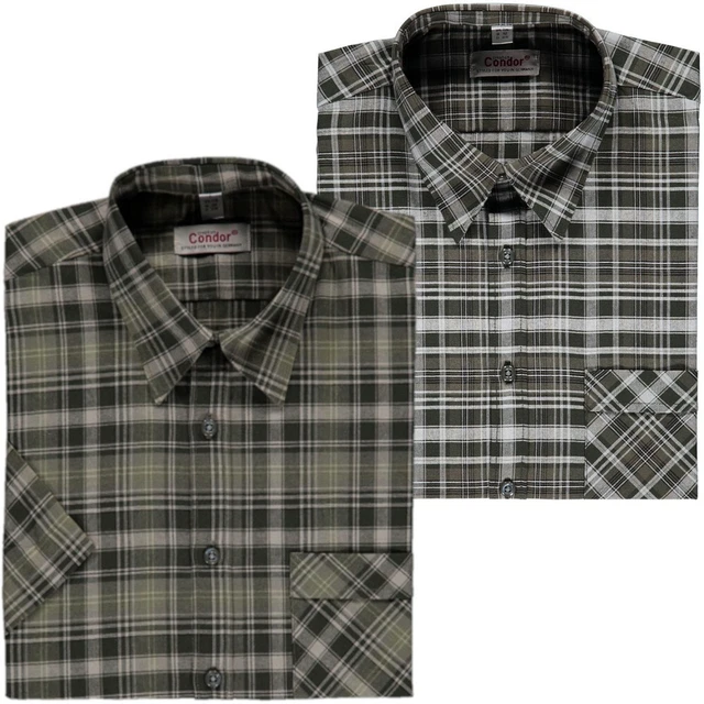 Camicia a quadri OS Trachten® maniche corte a scacchi camicia da caccia camicia uomo camicia a maniche corte oliva NUOVA