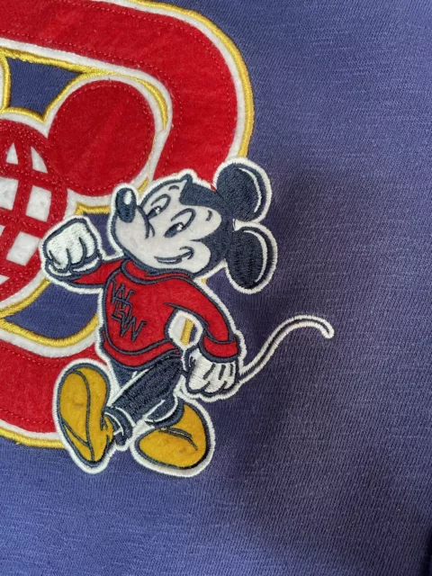 Disney Mickey Mouse Sweater Jumper Navy Blue Embroidered Cartoon Pullover M VGC 11