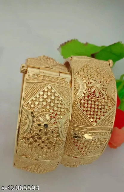 Set De Bracelets Femme 6 Pièces - Style Indien Bollywood - 22K Plaqué Or Sur Cuivre - Mariage Ethnique