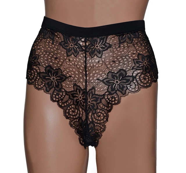 Women's High Waist Vintage Satin Knickers With Eyelash Lace - 50s Style (S-2XL)