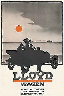 Lloyd Wagen Bremen Hastedt Automobil Kfz Plakat Braunbeck Motor A2 251 Platte