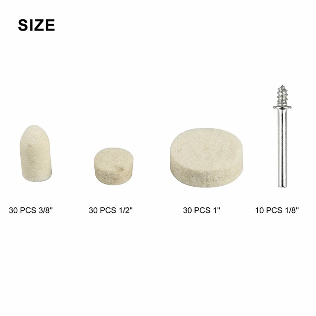 100PCS Wool Felt Buffing Polishing Pads Wheel Cone Tips Bob For Grinder Dremel